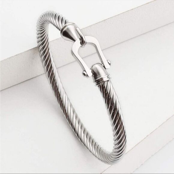 New Silver Bracelets for Women Cable Bangle - Picture 3 of 5
